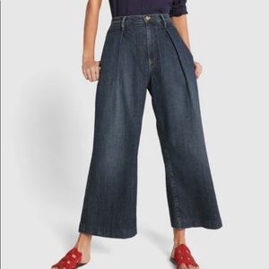 Goop X Frame Deep Pleat Crop Palazzo Jeans